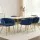 Artiss Set of 4 Velvet Dining Chairs - Blue - Hand-Woven Backrest, Solid Wood Frame, Steel Legs, 150kg Capacity