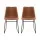 Artiss 2x Retro Dining Chairs - Brown PU Leather, Ergonomic Design, Metal Sled Legs, 48x58x83cm, Mid-Century Accent