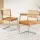 Artiss Cantilever Dining Chairs Set of 2 – Brown PU Leather, Rattan Backrest, Stainless Steel Frame, 48x48x84cm