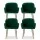 Artiss Kynsee Set of 4 Green Velvet Dining Chairs – Plush Armchairs with Steel Legs, 150kg Capacity, 54x58x83cm