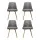 Artiss Kalmar Dining Chairs Set of 4 - Grey, Soft-Touch Fabric, Beech Wood Frame, 45cm Seat Height, Scandinavian Style