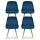 Artiss Velvet Dining Chairs Set of 4 - Blue, Channel Tufted, Gold Legs, 44x41x80cm, High Resilience Foam, Easy Assembly