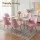 Artiss Dining Chairs Set of 6 Velvet Channel Tufted Shell Back Gold Legs Pink