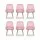 Artiss Dining Chairs Set of 6 Velvet Channel Tufted Shell Back Gold Legs Pink