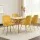 Artiss Velvet Dining Chairs Set of 4 - Yellow, Channel Tufted, Gold Metal Legs, High Resilience Foam, 44x41x80cm