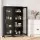 Artiss Slim Buffet Cabinet Sideboard 45cm Black with Fluted Glass Door and Adjustable Shelves