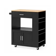 Artiss Kitchen Island Trolley with Storage Drawer and Cabinet White and Pine