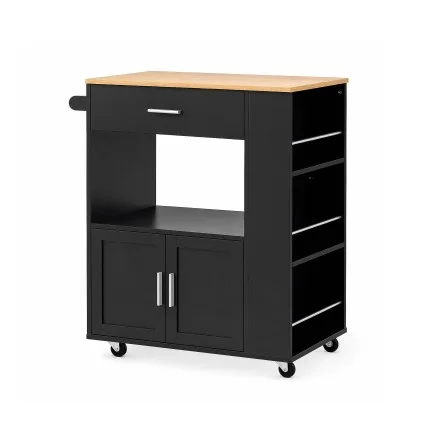 Artiss Kitchen Island Trolley with Storage Drawer and Cabinet White and Pine
