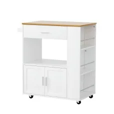 Artiss Mobile Kitchen Island Trolley, Engineered Wood, 75x46x92.5cm, Black/Pine - Versatile Cart for Kitchen & Bar