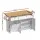 Artiss 150cm Kitchen Island Trolley Rolling Serving Cart White Oak Foldable Drop Leaf with AC and USB