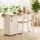 Artiss 150cm Kitchen Island Trolley Rolling Serving Cart White Oak Foldable Drop Leaf with AC and USB