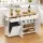 Artiss 150cm Kitchen Island Trolley Rolling Serving Cart White Oak Foldable Drop Leaf with AC and USB