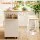 Artiss 90cm Kitchen Island Trolley with Foldable Drop Leaf Rolling Serving Cart White Oak Cabinet Storage