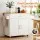 Artiss 90cm Kitchen Island Trolley with Foldable Drop Leaf Rolling Serving Cart White Oak Cabinet Storage