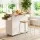 Artiss 90cm Kitchen Island Trolley with Foldable Drop Leaf Rolling Serving Cart White Oak Cabinet Storage