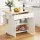 Artiss 90cm Kitchen Island Trolley with Foldable Drop Leaf Rolling Serving Cart White Oak Cabinet Storage