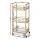 Artiss Gold Rolling Kitchen Island Cart with Wine Rack, 3-Tier Mirrored Glass Shelves, 43cm for Versatile Storage