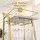 Artiss 3-Tier Bar Cart Trolley 41cm Mobile Kitchen Island with Wine Glass Holder Gold Marble Effect Shelves