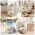 Artiss 3-Tier Bar Cart Trolley 41cm Mobile Kitchen Island with Wine Glass Holder Gold Marble Effect Shelves