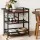 Artiss Bar Cart Drinks Trolley 72cm Black Walnut Metal Frame Wine Rack Glass Holder Removable Racks Hooks