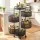 Artiss 5-Tier Rotating Storage Trolley Kitchen Cart Black with 360° Wheels Magnetic Closure Detachable Baskets