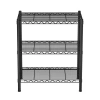 Artiss 3-Tier Adjustable Steel Shelving Unit - 50kg Capacity, Rust-Resistant, V-Mesh Surface, 60x35x70cm, Black