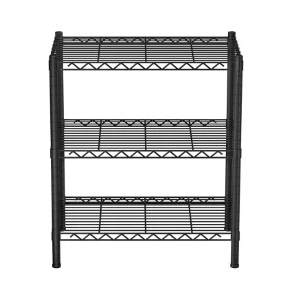 Artiss 3-Tier Adjustable Steel Shelving Unit - 50kg Capacity, Rust-Resistant, V-Mesh Surface, 60x35x70cm, Black