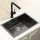 Cefito 450mm 304 Stainless Steel Single Bowl Kitchen Sink with 3mm Nano-Coated Pull-Out Mixer Tap Set Black