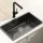 Cefito 600mm x 450mm 304 Stainless Steel Single Bowl Kitchen Sink with Pull-Out Mixer Tap and Nano Coating Black