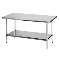 Cefito Stainless Steel Kitchen Bench 1524 x 762mm Commercial Grade 430 Steel Adjustable Shelf and Legs