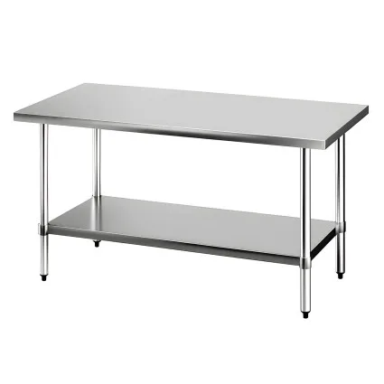 Cefito Stainless Steel Kitchen Bench 1524 x 762mm Commercial Grade 430 Steel Adjustable Shelf and Legs