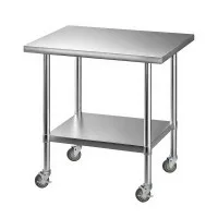 Cefito Stainless Steel Kitchen Work Table 914x762mm with Adjustable Shelf and Castor Wheels