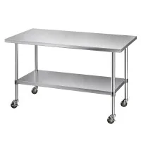 Cefito Stainless Steel Kitchen Bench 1524mm Commercial Work Table with Splash-back and Adjustable Shelf