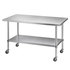 Cefito Stainless Steel Kitchen Bench 1524mm Commercial Work Table with Splash-back and Adjustable Shelf