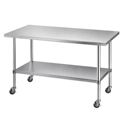 Cefito Stainless Steel Kitchen Bench 1524mm Commercial Work Table with Splash-back and Adjustable Shelf