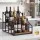 Artiss 4-Tier Tabletop Wine Rack Holds 16 Bottles Black Metal Frame Wood-Look Shelves 43x36x32.5cm (Compact)