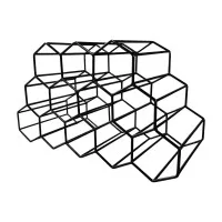 Artiss Metal Wine Rack 12 Bottle Black Tabletop Honeycomb Design Freestanding 47x19x26cm No Assembly