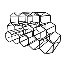 Artiss Metal Wine Rack 12 Bottle Black Tabletop Honeycomb Design Freestanding 47x19x26cm No Assembly