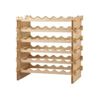 Artiss 36-Bottle Wooden Wine Rack 6-Tier Modular Freestanding Storage Stand 70cm Natural Pine Wood