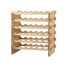 Artiss 36-Bottle Wooden Wine Rack 6-Tier Modular Freestanding Storage Stand 70cm Natural Pine Wood