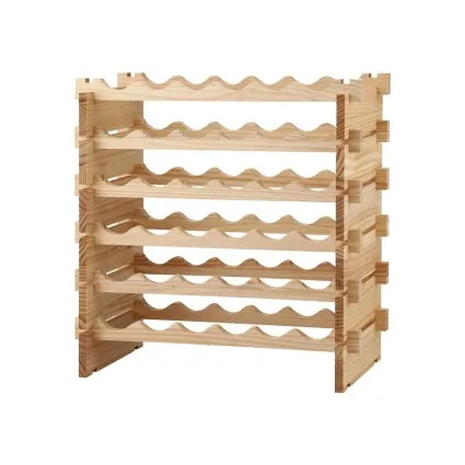 Artiss 36-Bottle Wooden Wine Rack 6-Tier Modular Freestanding Storage Stand 70cm Natural Pine Wood