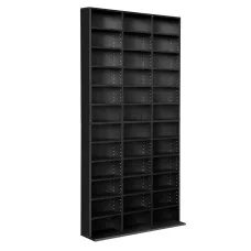 Artiss BERT Black CD DVD Storage Rack Bookshelf Modern Particle Board Adjustable Shelves Holds 1116 CDs 528 DVDs 102x23.