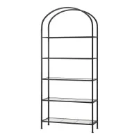 Artiss 5-Tier Industrial Étagère Bookcase Display Shelf with Tempered Glass and Metal Frame Black