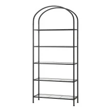 Artiss 5-Tier Industrial Étagère Bookcase Display Shelf with Tempered Glass and Metal Frame Black