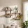 Artiss Set of 2 Floating 2-Tier Wall Shelves Wood Finish with Black Metal Frame 36.5x13.5x40cm 18kg Capacity