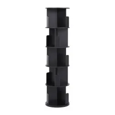 Artiss 5-Tier Swivel Bookcase Display Shelf with 360-Degree Rotating Shelves and 3 Components per Tier Black