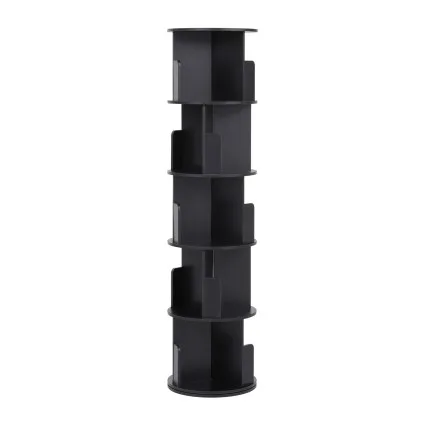 Artiss 5-Tier Swivel Bookcase Display Shelf with 360-Degree Rotating Shelves and 3 Components per Tier Black