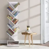 Artiss Tree Bookshelf, Particle Board, 9 Tiers, White, 40x19.5x150cm, Nature-Inspired Design, Sturdy & Easy Assembly
