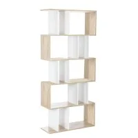 Artiss 5-Tier Bookshelf RITA - White & Oak Display Shelf, Sturdy Particle Board, 80x30x180cm, Home/Office Storage