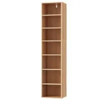 Artiss Bookshelf, 7-Tier, Pine Finish, 33x30x150cm, Adjustable Shelves, Anti-Tip Kit, Easy Assembly, Stylish Storage
